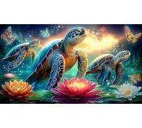 Lotus-étang-Tortue Puzzle 1000 pièces Educa Jeu D'Intelligence Décoration Intérieure Jeu éducatif Challenge Toy pour Adultes et Enfants à partir de 14 Ans 38x52cm/1000pcs