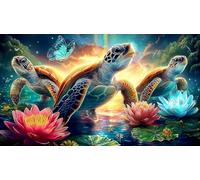 Lotus-étang-Tortue Puzzle 1000 pièces Educa Jeu D'Intelligence Décoration Intérieure Jeu éducatif Challenge Toy pour Adultes & Enfants des 14 Ans 75x50cm/1000pcs