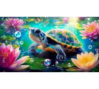 Lotus-étang-Tortue Puzzle 1000 pièces Educa Jeu D'Intelligence Décoration Intérieure Jeu éduchatif Challenge Toy pour Adultes et Enfants à partir de 14 Ans 38x52cm/1000pcs