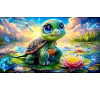 Lotus-étang-Tortue Puzzles 1000 pièces Cadeau Unique Jeu éduchatif Challenge Toy de qualité supérieure Peinture Art pour Adultes et Enfants 38x52cm/1000pcs