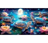 Lotus-étang-Tortue Puzzles 1000 Pieces Cadeau Unique Jeu éduchatif défi Jouet de qualité supérieure Peinture Art pour Adultes et Enfants 38x52cm/1000pcs