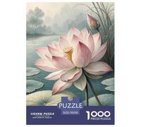 Lotus-Fleur Puzzle 1000 Pieces Cadeau Unique intéressant Jeu Éduchatif Challenge Toy À De Qualité Supérieure Peinture Art pour Adultes Enfants 70x50cm/1000pcs