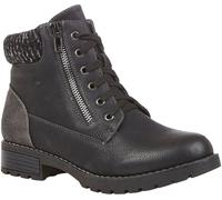 Lotus Jet Black Lace-Up Ankle Boots