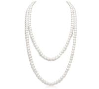 Lotus Karen Long collier de perles artificielles pour femme, 85 cm, 120 cm, collier de perles pour mariée, mariage, fête, anniversaire, anniversaire de mariage, 8 mm pearl - 85 cm long, Perle, Perle