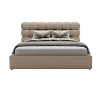 Lotus - lit coffre - 140x200 cm - sommier inclus - en tissu bouclette - Taupe
