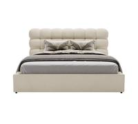Lotus - lit coffre - 140x200 cm - sommier inclus - en velours - Beige Beige G