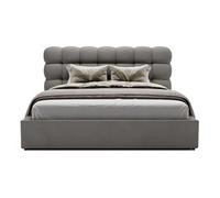 Lotus - lit coffre - 140x200 cm - sommier inclus - en velours - Gris
