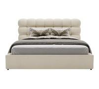 Lotus - lit coffre - 160x200 cm - sommier inclus - en velours - Beige G