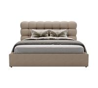 Bestmobilier - Lotus - lit Coffre - 180x200 cm - sommier Inclus - en Tissu Bouclette, Taupe