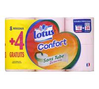 Lotus Lotus confort sans tube 8 + 4 rouleaux offerts rose, Lot de 12