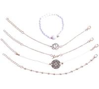 Lotus Love Lettres Bracelet rétro en alliage turquoise pour femme 5 pièces Accessoires de mode Durabilité