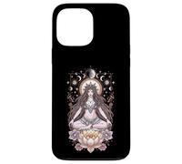 Lotus Lunaire Méditation Prêtresse Phases de Lune Étoiles Yoga Coque pour iPhone 13 Pro Max