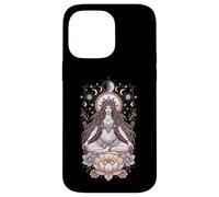 Lotus Lunaire Méditation Prêtresse Phases de Lune Étoiles Yoga Coque pour iPhone 14 Pro Max