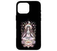 Lotus Lunaire Méditation Prêtresse Phases de Lune Étoiles Yoga Coque pour iPhone 16 Pro Max