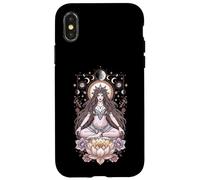 Lotus Lunaire Méditation Prêtresse Phases de Lune Étoiles Yoga Coque pour iPhone X/XS