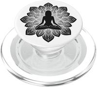 Lotus Mediation Pose Silhouette sur Fond Mandala Fleur PopSockets PopGrip pour MagSafe