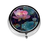 (Lotus Monet) Pilulier Rond avec 3 Compartiments Petit Pilulier Portable pour Voyage