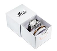 LOTUS Montre Enfant Analogique Cuir Noir - Mouvement Quartz - Verre Minéral Haute Résistance - Étanche 5 ATM - Classique 18787/6 - Junior Collection