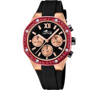 LOTUS Montre Femme Analogique Caoutchouc Noir - Quartz Chronographe - Verre Minéral Haute résistance - Étanche 5 ATM - Special Prices 18877/1