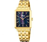 LOTUS Montre Femme Analogique Acier Inoxydable 316L Doré - Mouvement Quartz - Verre minéral Haute résistance - Étanche 5 ATM 18982/3 - Square Series