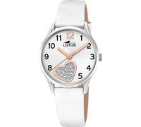 LOTUS Montre Enfant Fille Classique 18406/E - Analogique Quartz, Cuir blanc, Étanche 5 ATM