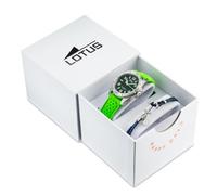 Lotus Montre enfant 18663/4 Junior Collection Boîtier en acier inoxydable 316l argenté Bracelet en caoutchouc vert, Noir , Bande