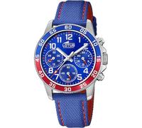 Lotus Montre enfant garçon 18581/4 – Cuir bleu, Quartz, Verre minéral, 5 ATM – avec bracelet cadeau