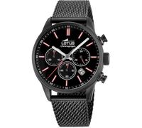 LOTUS Montre Homme Analogique Acier INOX 316L Noir - Quartz - Chronographe - Calendrier - Verre Minéral Résistant - Étanche 5 ATM Casual 18700/1 Chrono