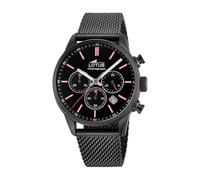LOTUS Montre Homme Analogique Acier INOX 316L Noir - Quartz - Chronographe - Calendrier - Verre Minéral Résistant - Étanche 5 ATM Casual 18700/1 Chrono
