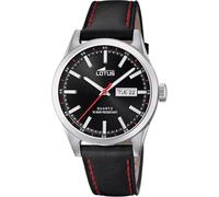 LOTUS Montre Homme Analogique en Acier Inoxydable et Cuir Noir
