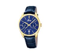 LOTUS Montre Homme Bracelet Cuir Bleu - Montre Analogique Multifonction avec Calendrier - Style Classique et Élégant - Verre Minéral - 5 ATM - Mouvement à Quartz 19075/2