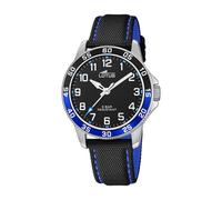 LOTUS Montre pour Enfants 18787/2 Junior Collection Boîtier en Acier Inoxydable Gris Bracelet en Cuir Noir