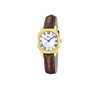 Lotus Montre pour Femme 19046/1 Old Money Boîtier en Acier Inoxydable Doré Bracelet en Cuir Marron