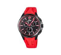 Lotus Montre pour homme 18952/2 Special Prices Boîtier en acier inoxydable 316l Noir Bracelet en caoutchouc rouge