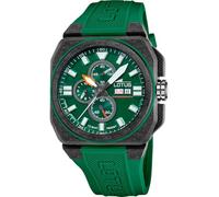 Lotus Montre pour Homme 18976/2 Chrono Boîtier en Fibre de Carbone Noir Bracelet en Caoutchouc Vert