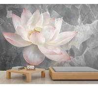 Lotus Mural 450 x 315 cm Papier peint moderne marbre esthétique pour salon Décoration murale florale (ne pas décoller et coller)