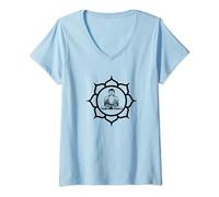 Lotus Ohm/Om Symbole Yoga Débutant Méditation Bouddha Idée T-Shirt avec Col en V