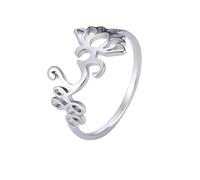 Lotus Om Anneau pour les Femmes en Acier Inoxydable Délicat Om Symbole Anneau Yoga Bijoux Cadeaux Inspirants (Argent, 8)
