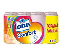 LOTUS Papier Hygiénique Confort Rose Format Familial 2 packs de 16 Rouleaux