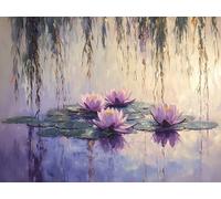 Lotus Peinture Diamant Adulte, DIY Diamond Painting Complet, Fleur Diamond Painting Artisanat Strass Point de Croix Loisirs Créatifs Adultes, Décoration Murale Maison Peinture Diamant 50x70 cm W-5781
