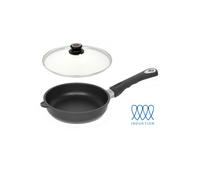 LOTUS Poêle Plate Antiadhésive Induction Ø20 cm avec Couvercle Verre