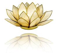 Lotus Porte-bougie photophore en nacre de coquillages Capiz en différents coloris ø 13,5 cm Lotus Chakra Feng Shui, Beige smoked Gold