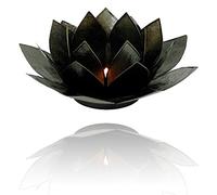 Lotus Porte-bougie photophore en nacre de coquillages Capiz en différents coloris ø 13,5 cm Lotus Chakra Feng Shui, noir