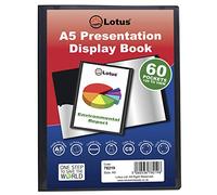 Lotus Porte-vues A5 60 pochettes noir - Organisez et mettez en valeur vos documents avec style | Idéal pour les professionnels, les étudiants, les écoles et les collèges - pour une présentation