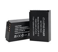 LOTUS POWER LP-E12 Batterie 7,4V 1250mAh, Batterie de Remplacement LPE12 pour Caméra Canon EOS M/EOS M100 / EOS M200 / EOS M50 / EOS M50 Mark II/EOS 100D / PowerShot SX70 HS (2 Piles)