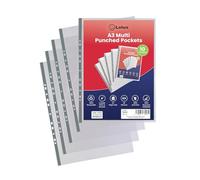Lotus Premium A3 Portrait - Pochettes perforées résistantes de 90 microns en poly transparent, transparents et clairs, protecteurs de feuille renforcés à plusieurs perforations, durables et sans acide