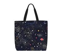Lotus Sac à provisions réutilisable pour femme Sac à provisions léger Sac cadeau lavable pliable Sac fourre-tout de plage Sac de courses, Constellation étoiles galaxies, Taille unique
