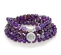 Lotus Seed Charm Mala Perles 108 Bracelet Collier Significatif Cadeaux Faits À La Main Bijoux De Yoga (Améthyste (Amethyst))