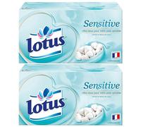 Lotus Sensitive - 160 Mouchoirs 4 épaisseurs pour un confort absolu - Blancs, doux et résistants - Fabriqués en France - Lot de 2 boîtes de 80