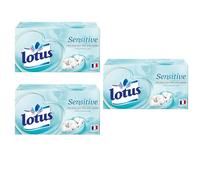 Lotus Sensitive - 240 Mouchoirs 4 épaisseurs pour un confort absolu - Blancs, doux et résistants - Fabriqués en France - Lot de 3 boîtes de 80